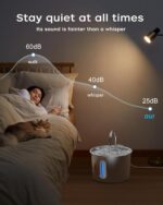 JLVDXN Edelstahl Katzenbrunnen 2,2L mit LED & 2 Filtern – Ultraleise Trinkbrunnen für Katzen – Bild 4
