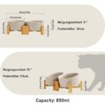 SPUNKYJUNKY Kippbarer Hundenapf Keramik 850ml – Ergonomischer Doppelnapf mit Bambus Ständer – Bild 6