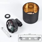 HOFSTEIN Wandleuchte Alsen – Retro Wandlampe Schwarz/Gold mit Stoffschirm & Schalter – Bild 6