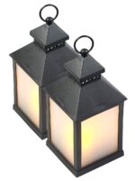 Lunartec 2er Pack LED-Laterne mit Flammeneffekt & Timer – Batteriebetrieb bis 120h