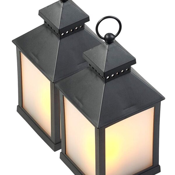 Lunartec 2er Pack LED-Laterne mit Flammeneffekt & Timer – Batteriebetrieb bis 120h