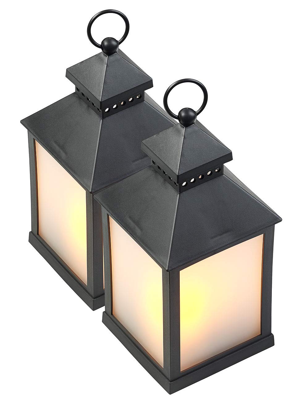 Lunartec 2er Pack LED-Laterne mit Flammeneffekt & Timer – Batteriebetrieb bis 120h