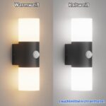 Klighten 2-flammige Aussenwandleuchte mit Bewegungsmelder – IP54 Aluminium Wandleuchte E27 – Bild 2