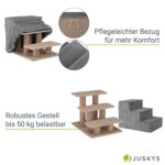 Juskys Hundetreppe 36 cm – Gelenkschonende Haustierrampe mit 3 Stufen & waschbarem Plüsch – Bild 5