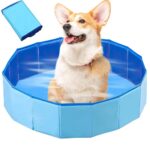 LUFEIS Hundepool 60x20cm – Faltbares Planschbecken mit Ablassventil für kleine Hunde