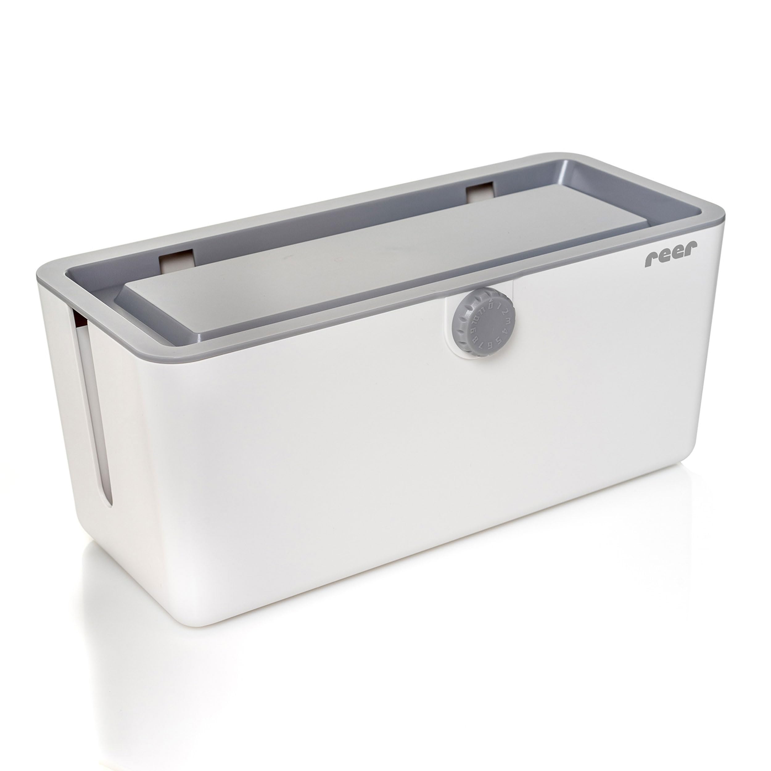reer CableGuard Kabelbox – Kindersichere Steckdosenleisten-Box mit Drehverschluss