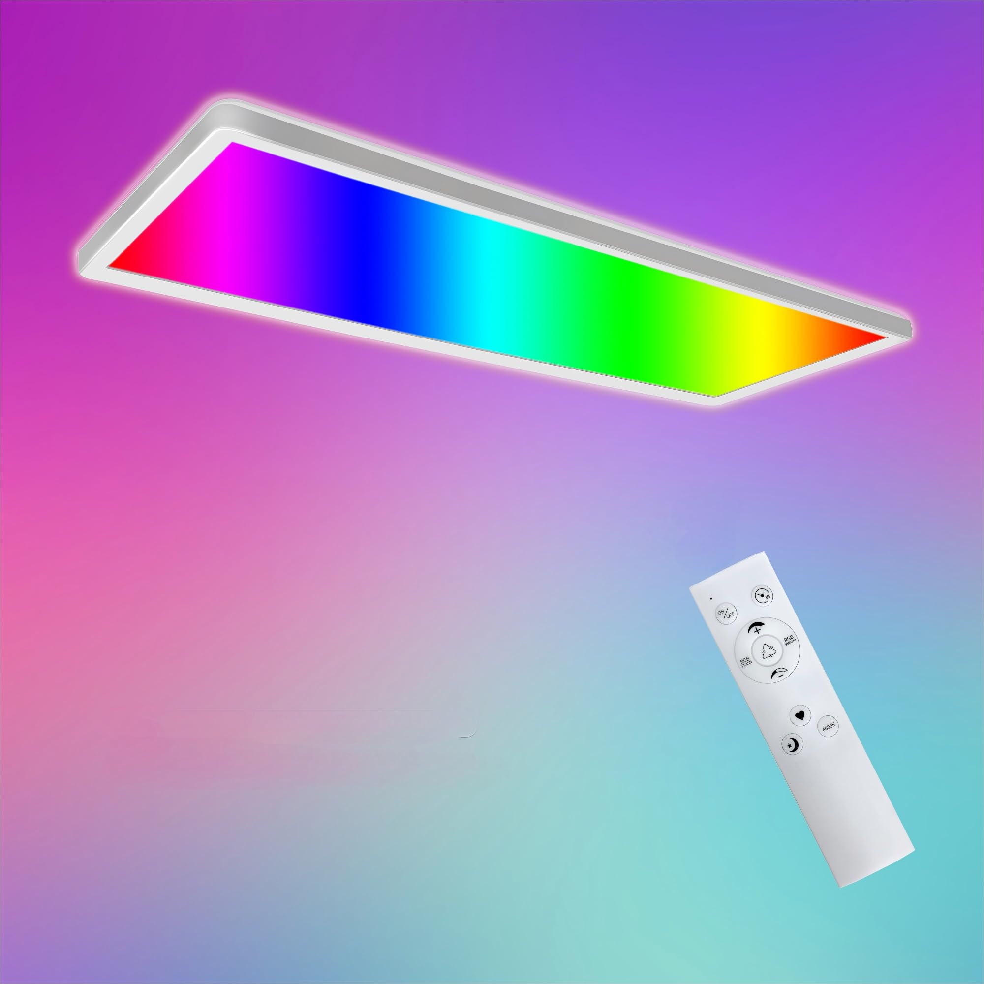 ONDTA LED Deckenleuchte 58x20cm – RGB & 4000K Dimmbar mit Fernbedienung & Timer
