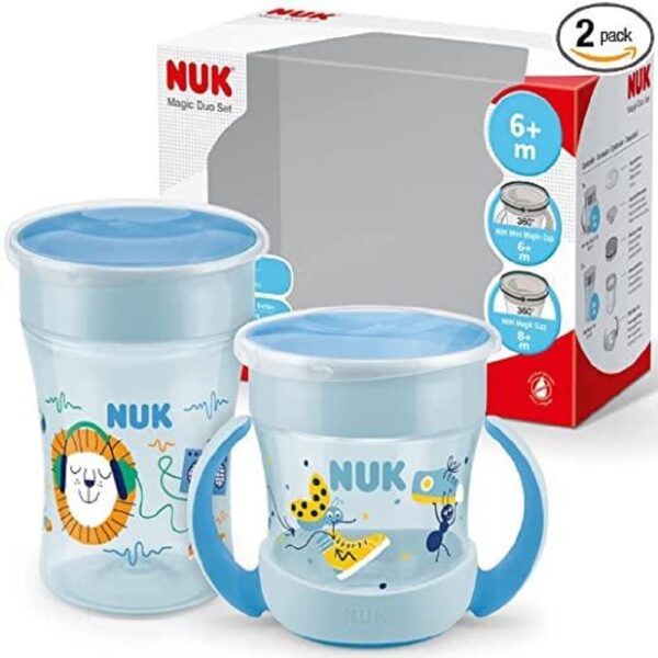 NUK Magic Cup & Mini Magic Cup Duo-Set – Auslaufsicherer 360°-Trinklernbecher ab 6 Monaten