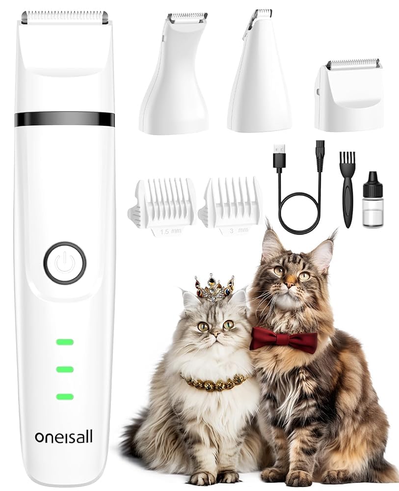 oneisall 3 in 1 Katzenschermaschine – Leise Profi-Haarschneidemaschine für Katzen & Hunde