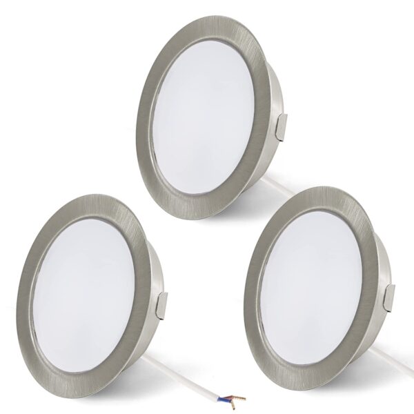 URing 3er Set LED Einbaustrahler 12V Warmweiss Dimmbar – 3,5W Möbelleuchte Flach
