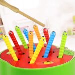 Afufu Holz Fangspiel mit Raupen – Montessori Lernspielzeug für Kinder ab 1 Jahr – Bild 5