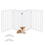COSTWAY Absperrgitter 89cm – 4-teiliges Hundegehege aus Holz, klappbar & flexibel