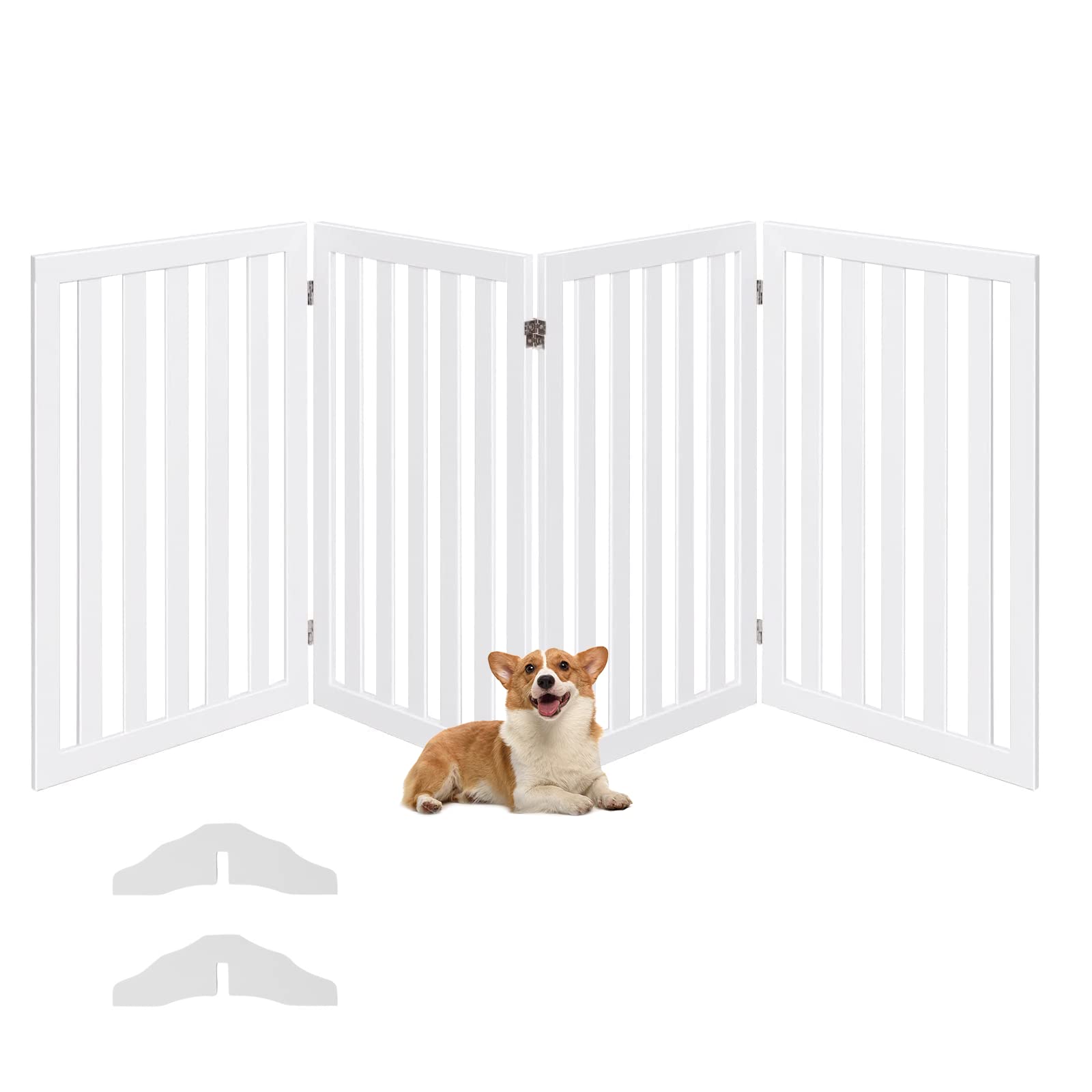 COSTWAY Absperrgitter 89cm – 4-teiliges Hundegehege aus Holz, klappbar & flexibel