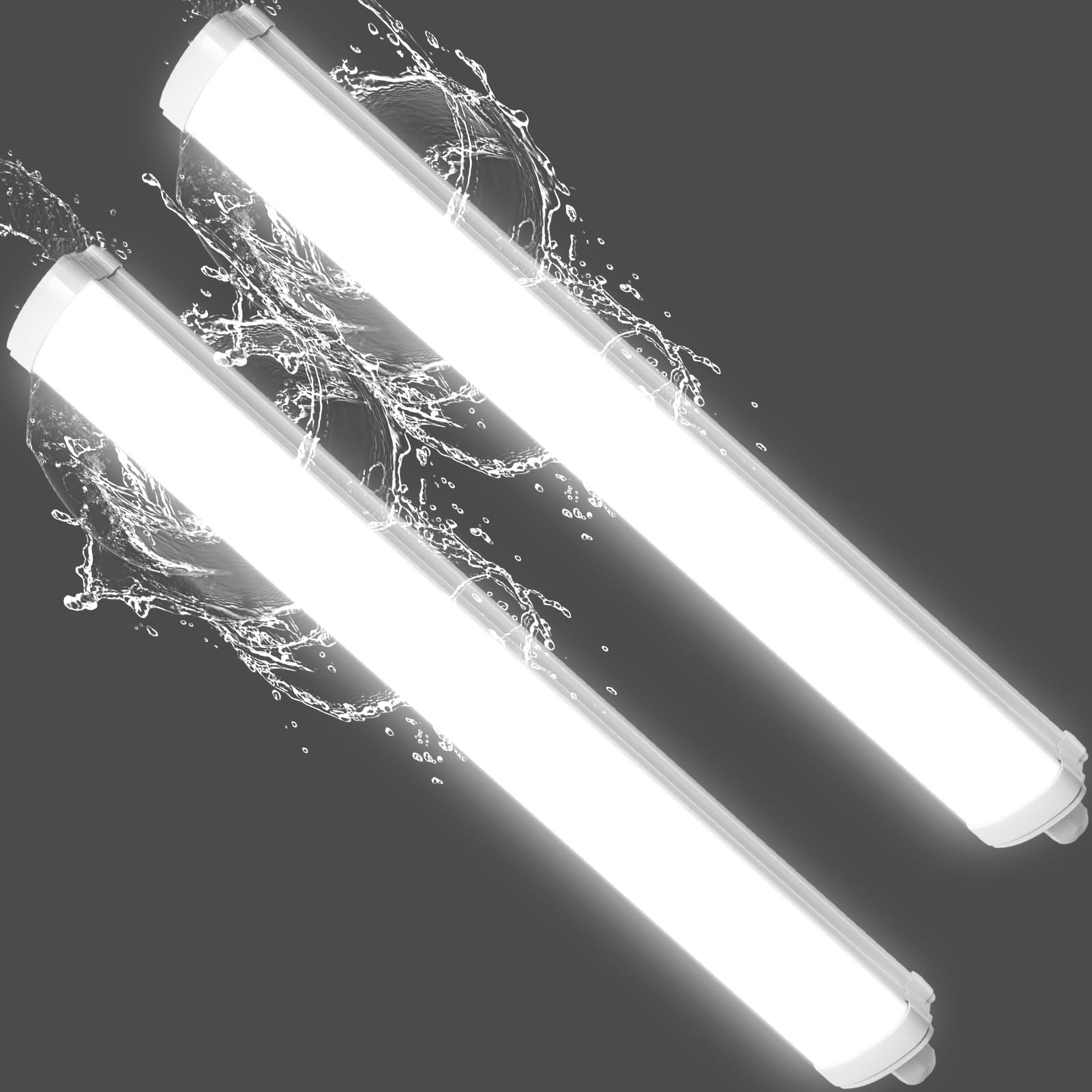 Viugreum 2er Set 40W LED-Feuchtraumleuchte 115cm IP65 – 4800lm Neutralweiss für Werkstatt & Bad