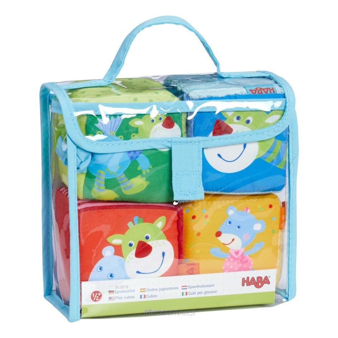HABA Spielwürfel Maus Merle & Drache Duri – 4 Stoffwürfel für Babys ab 6 Monaten
