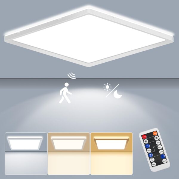 LEZOE LED Deckenleuchte 24W mit Radar-Bewegungsmelder – Dimmbar & 3 Farbtemperaturen