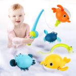 twoonto Magnetisches Angelspiel Badespielzeug – 6-teiliges Aufziehbares Schwimmset für Kleinkinder – Bild 3
