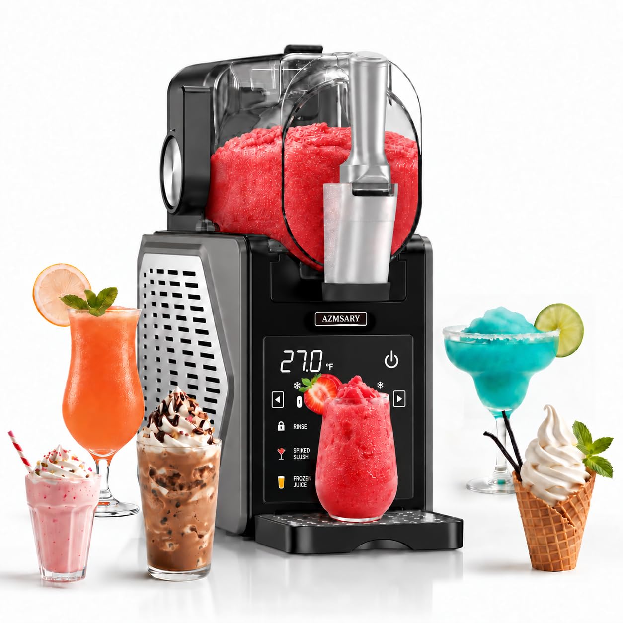 Azmsary 2,5 L Slush- & Softeismaschine mit 6 Programmen – Eiscreme ohne Eis