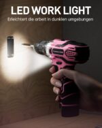 FAHEFANA 12V Akkuschrauber Pink – Bohrschrauber-Set mit 15 Zubehör & Tasche – Bild 4