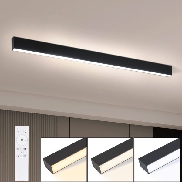 Glitzerlife LED-Deckenlampe 107cm Schwarz Dimmbar – 32W Deckenleuchte mit Fernbedienung