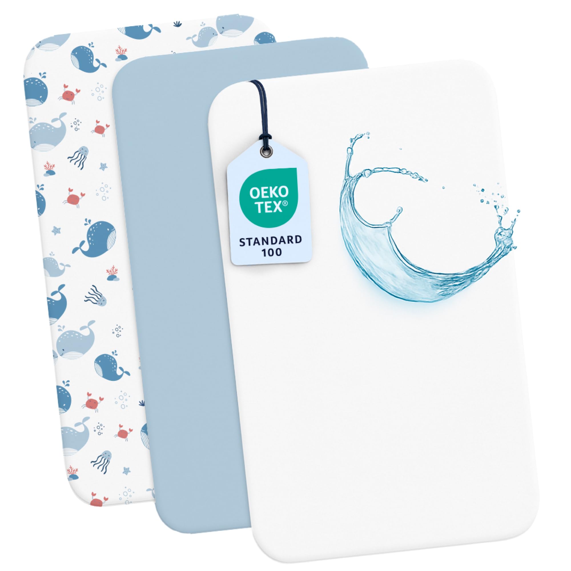 Dreamzie 3er Set Baby Spannbettlaken 55x90 cm + Matratzenschoner – 100% Baumwolle OEKO-TEX