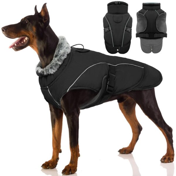 Hundemantel XL wasserdicht mit Fleecefutter – Winterjacke für grosse Hunde