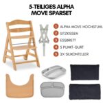 hauck Alpha Move Hochstuhl-Set mit Sitzkissen & Silikonteller – Mitwachsender Holzstuhl bis 90 kg – Bild 4