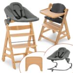 hauck Alpha Move Hochstuhl Newborn Set – 5in1 Mitwachsender Holzhochstuhl ab Geburt bis 90 kg
