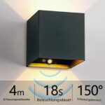 KwatTsz LED-Wandleuchte mit Bewegungsmelder & 6000mAh Akku – 2er Set Schwarz – Bild 2