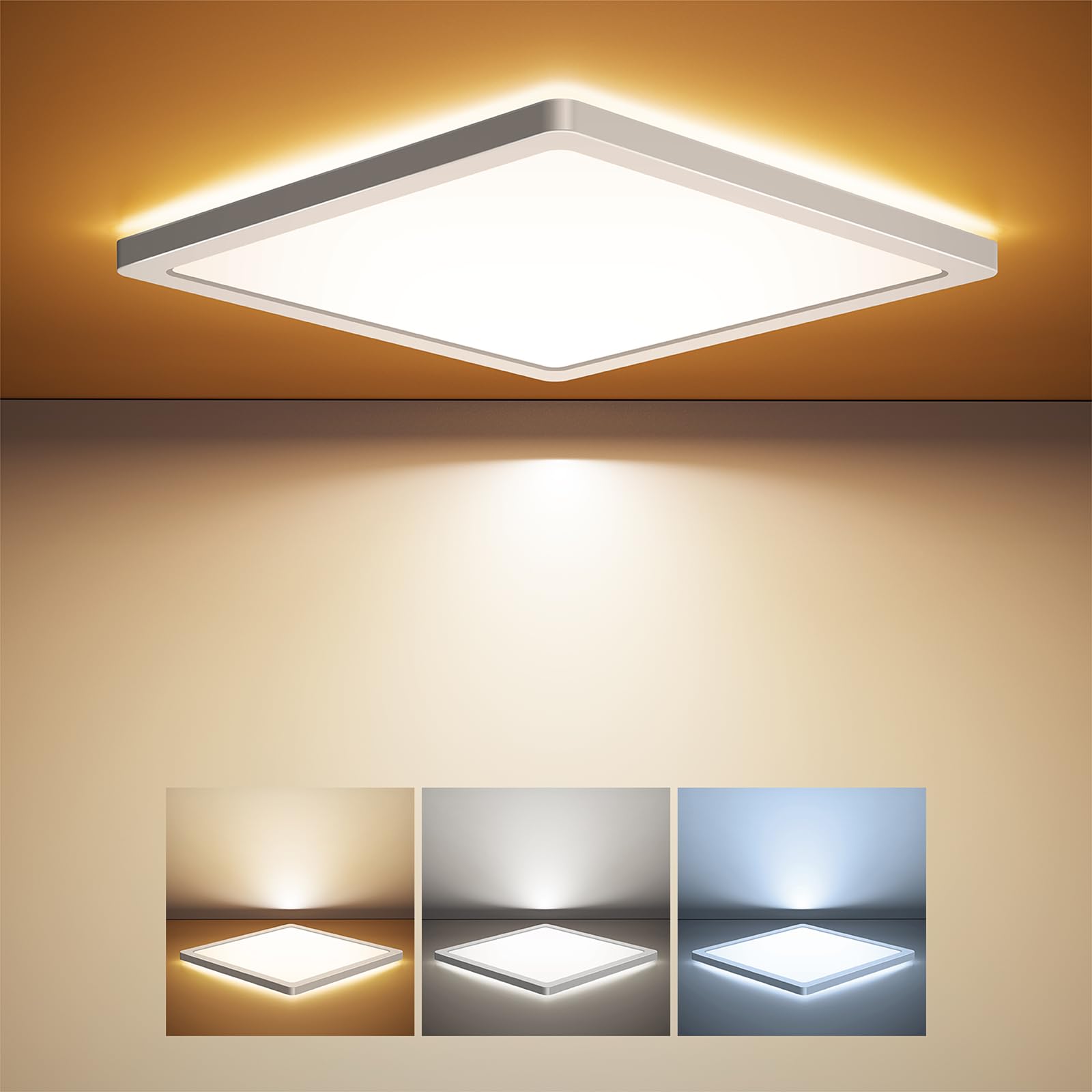 BLNAN LED Deckenleuchte 24W – 3 Farbtemperaturen 3000K-5000K für alle Räume