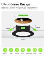 ALUSSO 6er Set LED Einbaustrahler 5W dimmbar – 3 Farbtemperaturen IP44 für Badezimmer – Bild 2