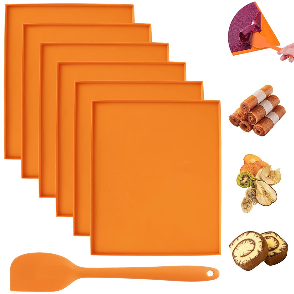 Keyohome 6er Set Silikon-Dörrblätter 30,5 cm – Antihaft-Backmatten mit Spatel