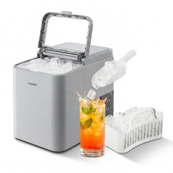 Comfee Eiswürfelmaschine – 12 kg/Tag mit Selbstreinigung & 2 Würfelgrößen