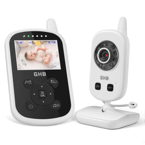 GHB Baby Monitor 2,4 Zoll mit Kamera & Nachtsicht – Videoüberwachung mit Temperatursensor