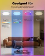 Oraymin LED Deckenlampe Ø22,8cm dimmbar – 18W RGB Farbwechsel mit Fernbedienung – Bild 2