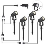 GEEDIAR LED Gartenbeleuchtung 4er Set Warmweiss 3200K – IP65 Aussenstrahler mit Erdspiesz – Bild 3