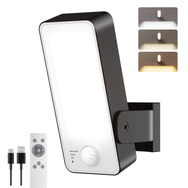 FULNIX Aussenlampe mit Bewegungsmelder 12000mAh – LED Wandleuchte IP65 mit Fernbedienung