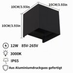 KarlpaSW LED Wandleuchte 12W 230V – Warmweiss Aluminium Up & Down für Aussen & Innen – Bild 2