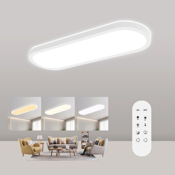 Goodjoo LED-Deckenleuchte 24W 3100LM dimmbar – Oval 60x20cm mit Fernbedienung