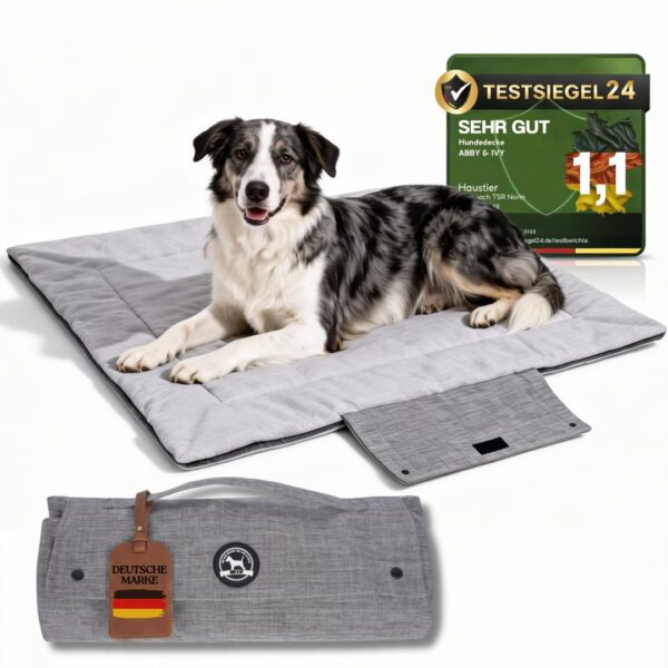 Abby&Ivy Hundedecke 90x70cm – Faltbare Reisedecke für kleine & mittlere Hunde