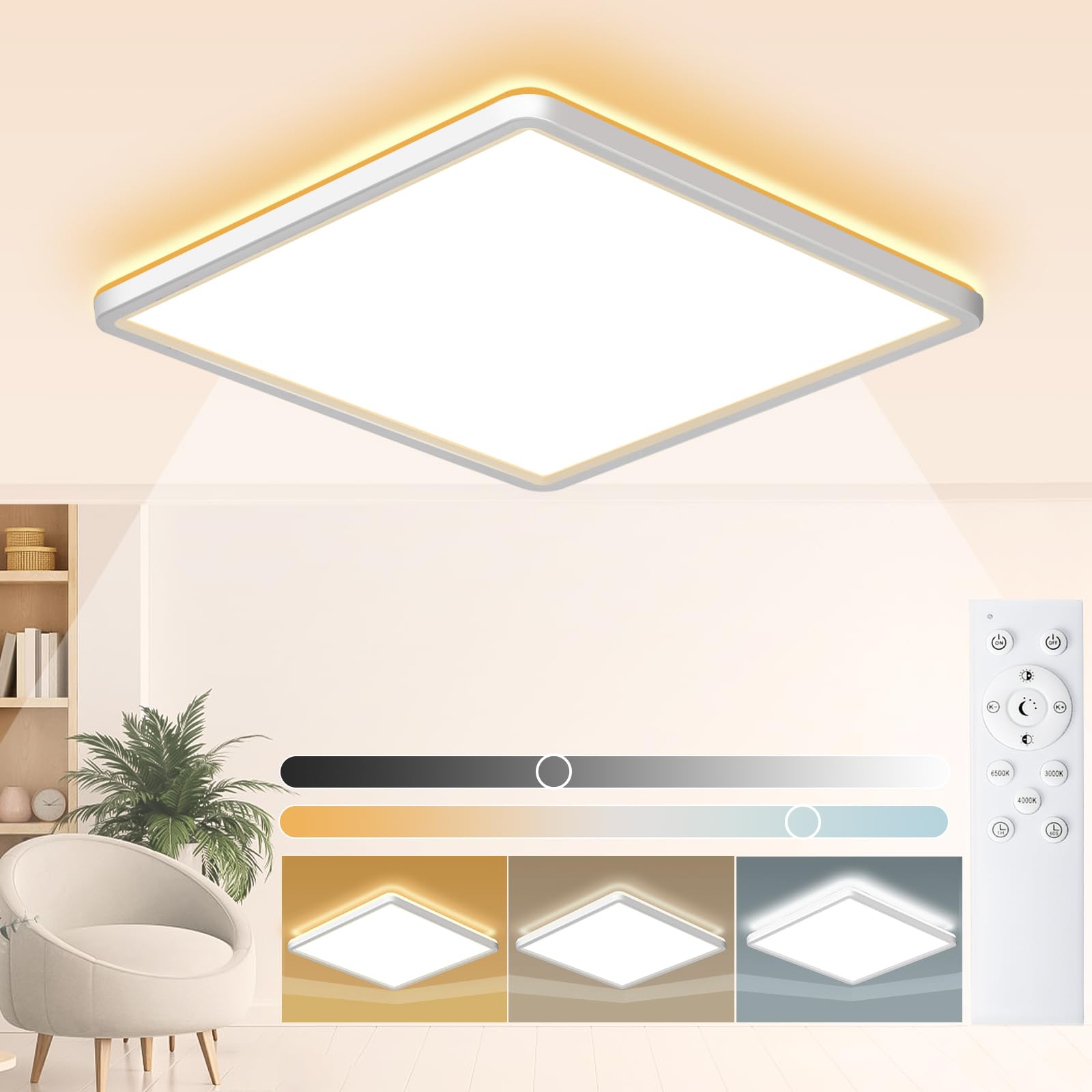 Wholede LED Deckenleuchte 29cm – Dimmbar mit Fernbedienung & 3 Farbtemperaturen