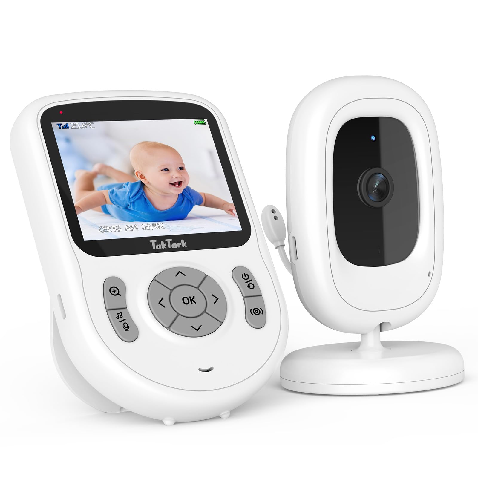 TakTark Babyphone mit Kamera 2,8 Zoll – 720p HD Überwachung ohne WLAN für Eltern