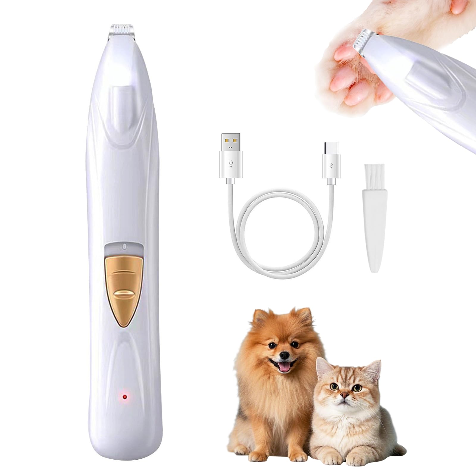 DONGKER Kabellose Hundeschermaschine mit LED-Licht – Superleise Pfotentrimmer für Hunde & Katzen