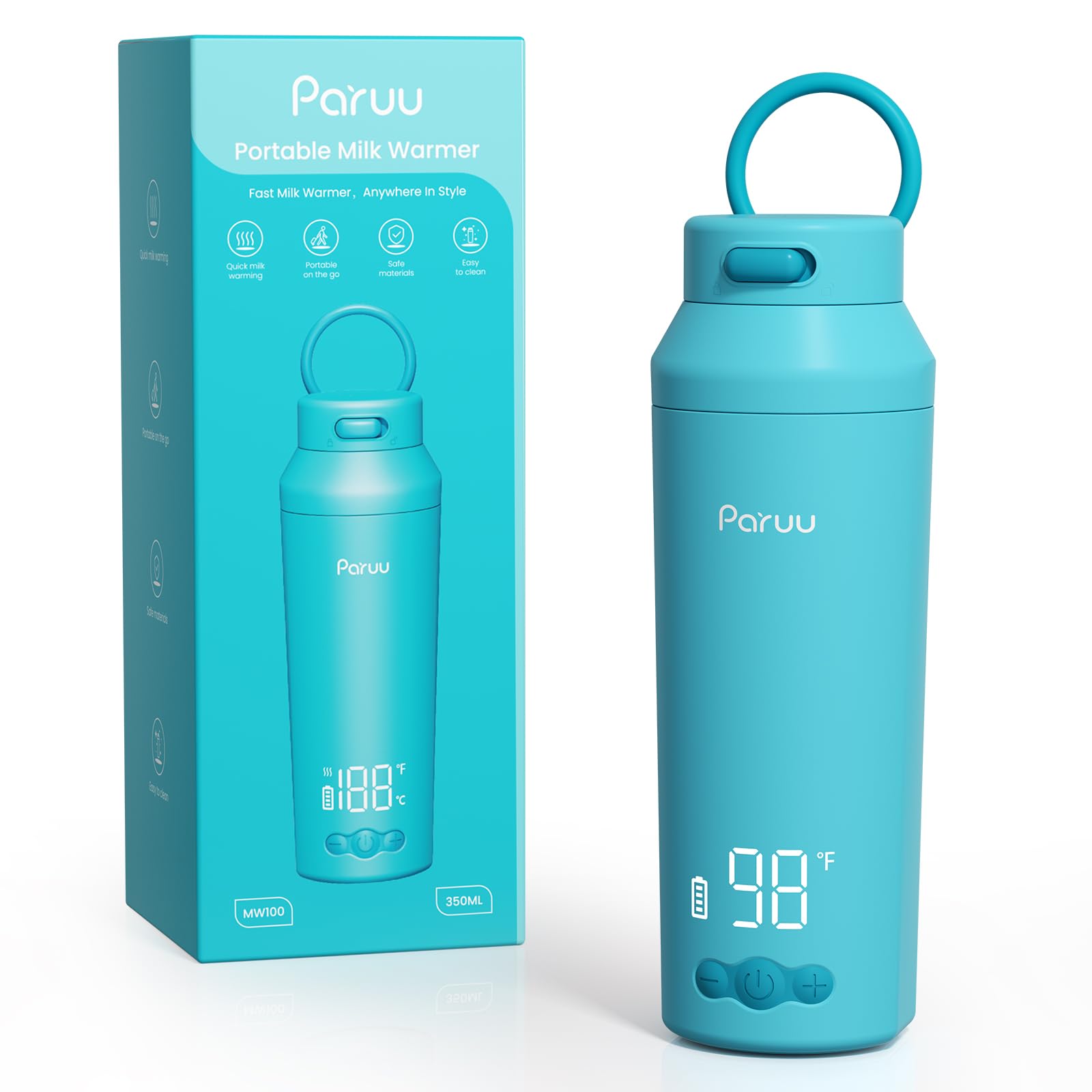 Paruu Tragbarer Flaschenwärmer 350ml – Schnellaufheizen in 2 Min für unterwegs