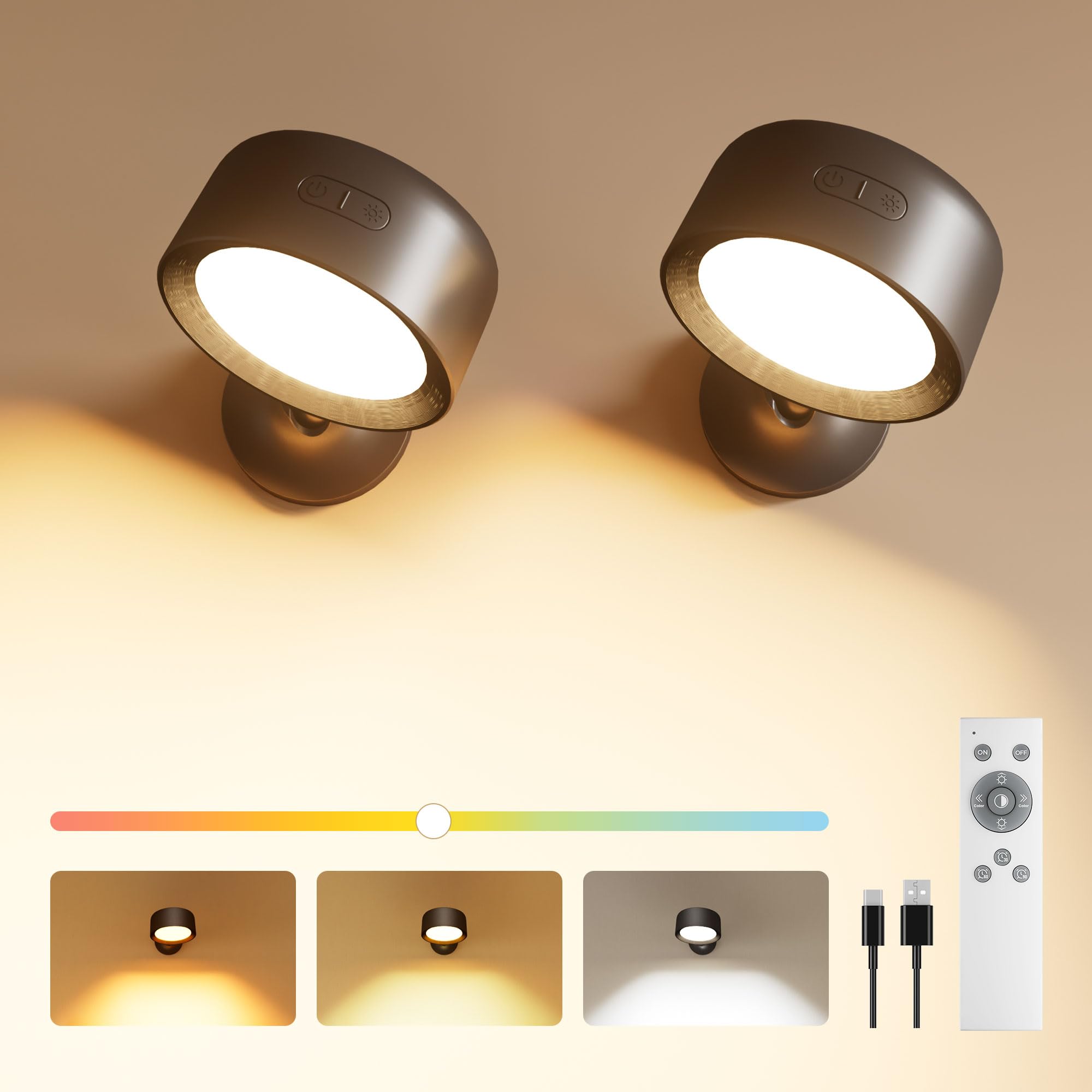 FULEN LED-Wandleuchte 2er Set mit 18 Farbmodi & 8000mAh Akku – Kabellos & Dimmbar