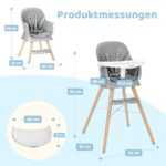 Ezebaby Hochstuhl 6 in 1 mit Holzbeinen – Multifunktionaler Kinderstuhl ab 6 Monate – Bild 3