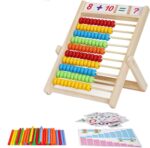 DYOUen Abakus 28 x 21 cm – Rechenschieber für Grundschüler mit Zählstäben & Zahlenkarten