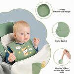 Oskuglin 9-teiliges Silikon Babygeschirrset BPA-frei – Rutschfest mit Saugnapf ab 6 Monaten – Bild 3