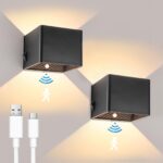 GeyouLux 2er Set Akku-Wandleuchte mit Bewegungsmelder – 3000mAh, USB-C, 3 Modi