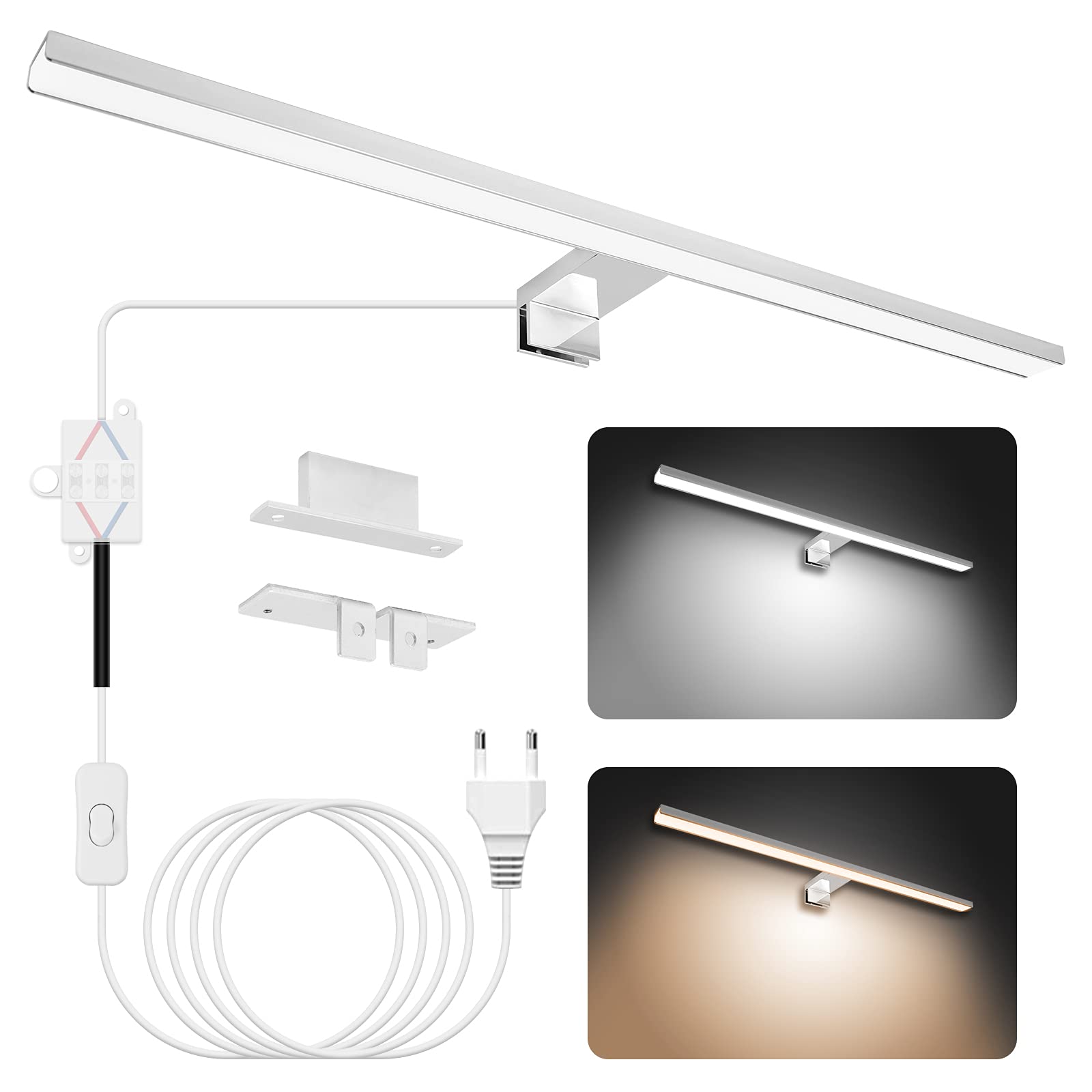 NIORSUN LED Spiegelleuchte 60cm 15W – Zweifarbige Temperatur IP44 Wasserdicht für Badezimmer